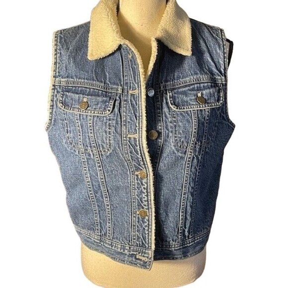 Jones Jeans Jackets & Blazers - Jones Jeans Fleece Lined Denim Button Vest Size 8